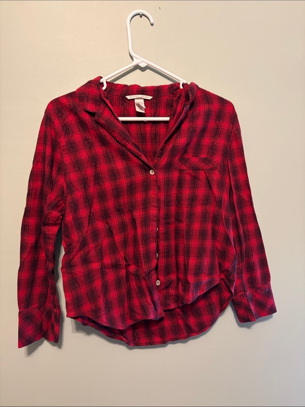 Victoria’s Secret Plaid Pajama Button Up Shirt